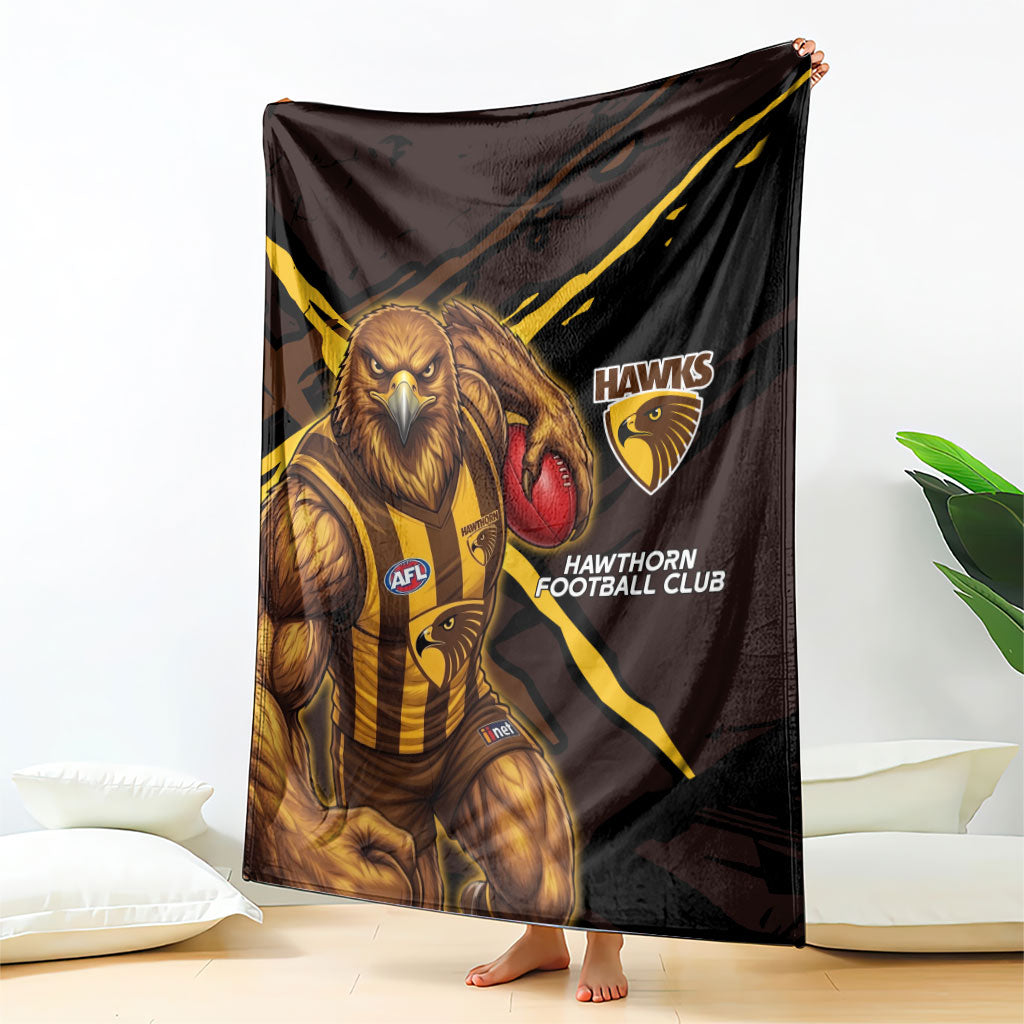 Hawthorn Football Club Blanket Hawks Muscular Mascot Graphic - Abstract Paint Splatter Art