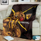 Hawthorn Football Club Blanket Hawks Muscular Mascot Graphic - Abstract Paint Splatter Art