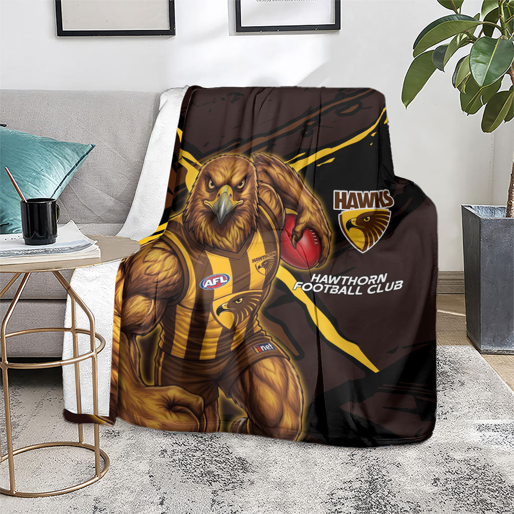 Hawthorn Football Club Blanket Hawks Muscular Mascot Graphic - Abstract Paint Splatter Art