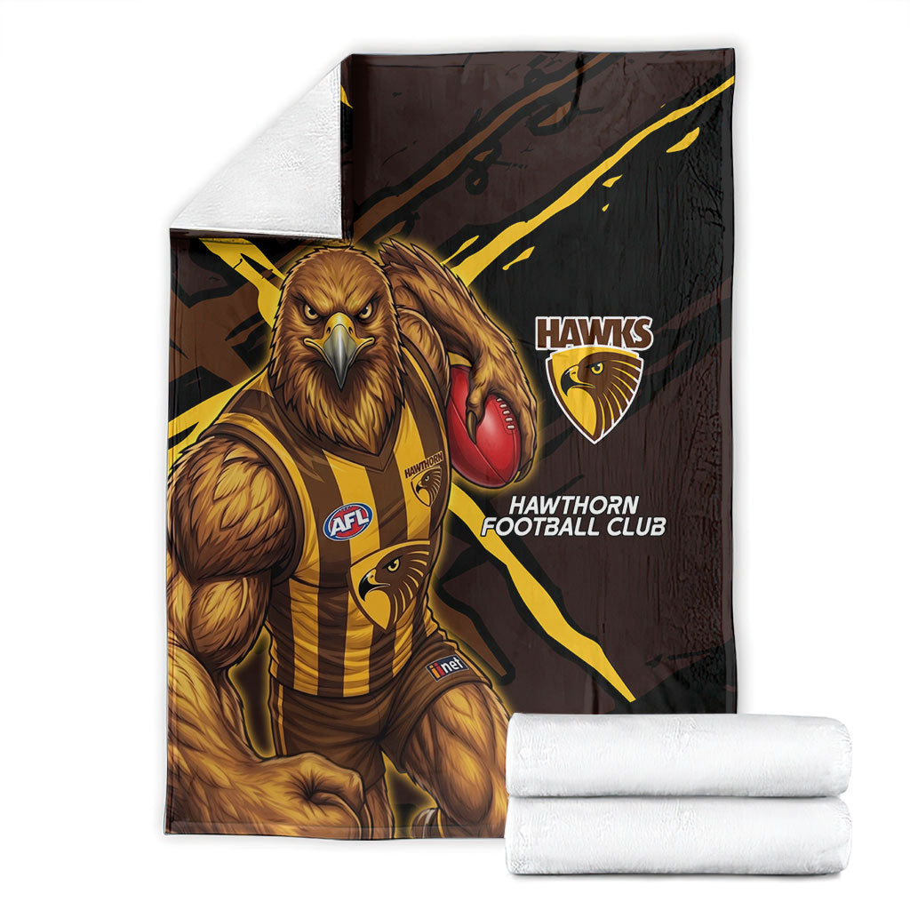 Hawthorn Football Club Blanket Hawks Muscular Mascot Graphic - Abstract Paint Splatter Art