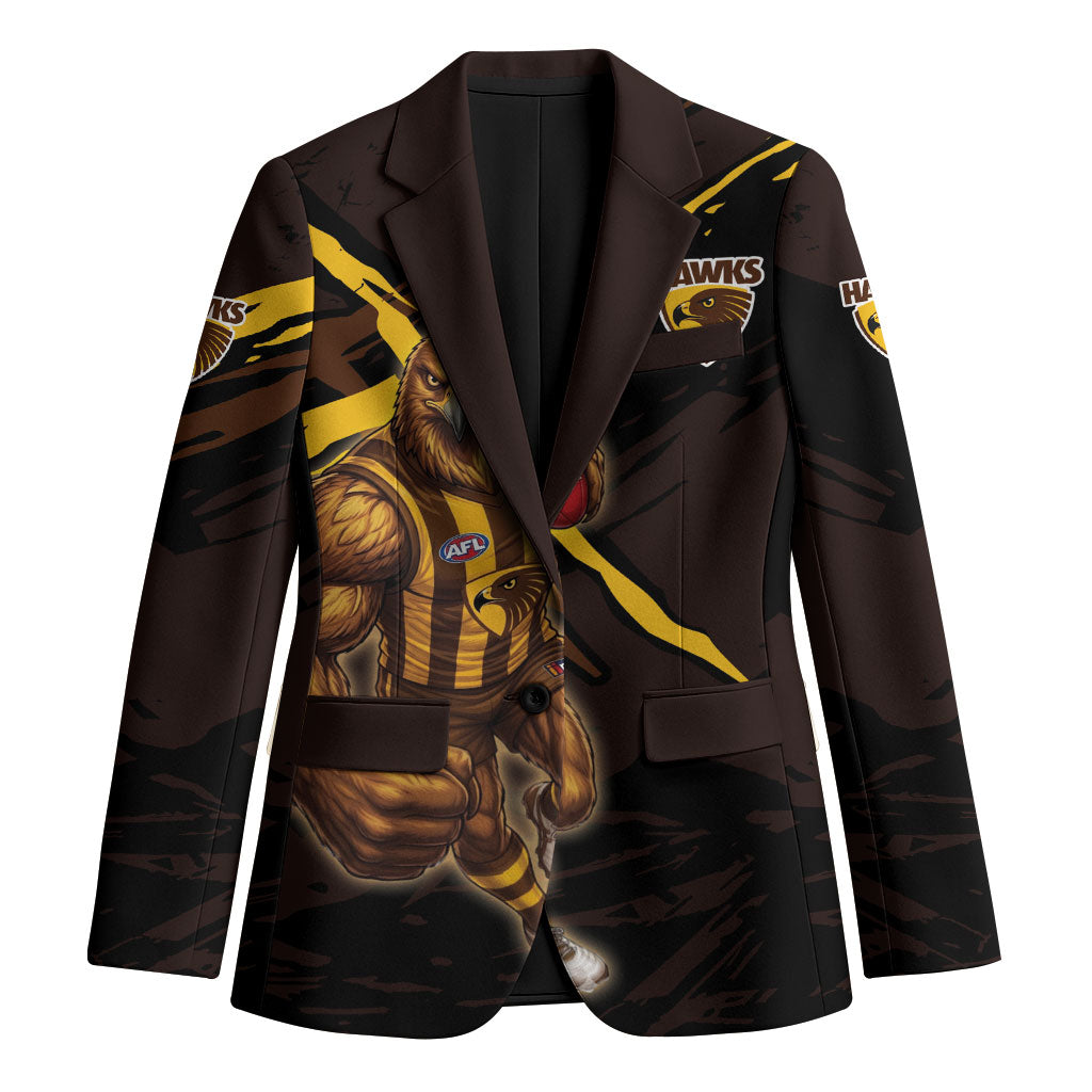 Hawthorn Football Club Blazer Hawks Muscular Mascot Graphic - Abstract Paint Splatter Art