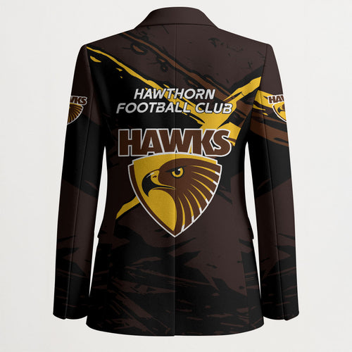 Hawthorn Football Club Blazer Hawks Muscular Mascot Graphic - Abstract Paint Splatter Art