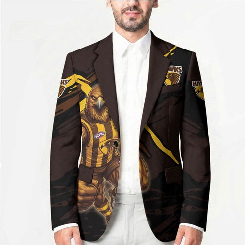 Hawthorn Football Club Blazer Hawks Muscular Mascot Graphic - Abstract Paint Splatter Art