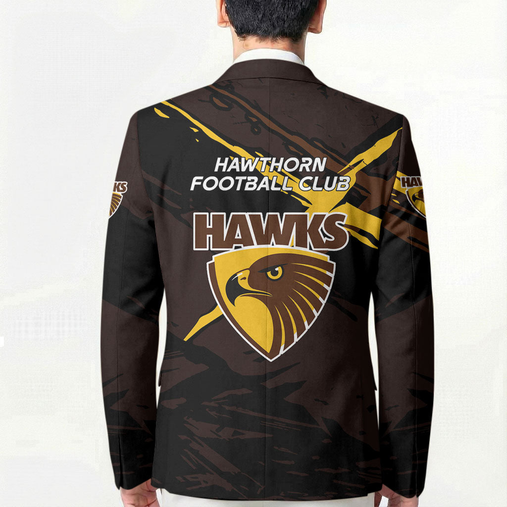 Hawthorn Football Club Blazer Hawks Muscular Mascot Graphic - Abstract Paint Splatter Art
