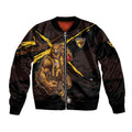 Hawthorn Football Club Bomber Jacket Hawks Muscular Mascot Graphic - Abstract Paint Splatter Art