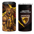 Hawthorn Football Club 4 in 1 Can Cooler Tumbler Hawks Muscular Mascot Graphic - Abstract Paint Splatter Art