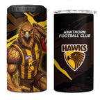 Hawthorn Football Club 4 in 1 Can Cooler Tumbler Hawks Muscular Mascot Graphic - Abstract Paint Splatter Art