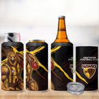 Hawthorn Football Club 4 in 1 Can Cooler Tumbler Hawks Muscular Mascot Graphic - Abstract Paint Splatter Art