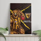 Hawthorn Football Club Canvas Wall Art Hawks Muscular Mascot Graphic - Abstract Paint Splatter Art