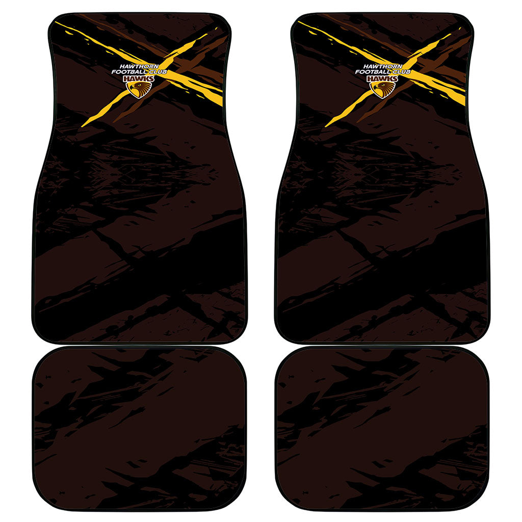 Hawthorn Football Club Car Mats Hawks Muscular Mascot Graphic - Abstract Paint Splatter Art