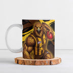 Hawthorn Football Club Ceramic Mug Hawks Muscular Mascot Graphic - Abstract Paint Splatter Art