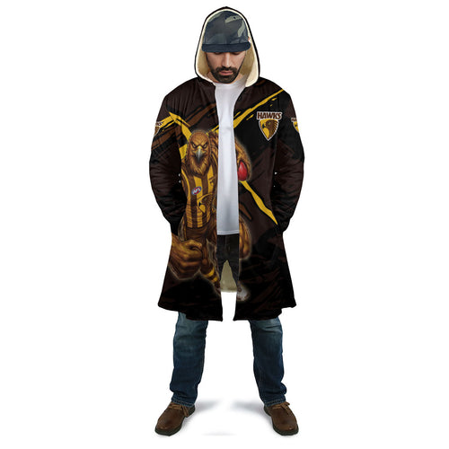 Hawthorn Football Club Cloak Hawks Muscular Mascot Graphic - Abstract Paint Splatter Art