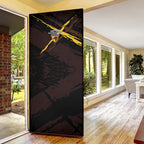 Hawthorn Football Club Door Cover Hawks Muscular Mascot Graphic - Abstract Paint Splatter Art