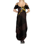 Hawthorn Football Club Family Matching Summer Maxi Dress and Hawaiian Shirt Hawks Muscular Mascot Graphic - Abstract Paint Splatter Art