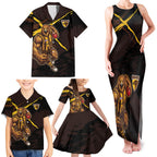 Hawthorn Football Club Family Matching Tank Maxi Dress and Hawaiian Shirt Hawks Muscular Mascot Graphic - Abstract Paint Splatter Art