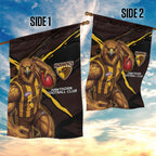 Hawthorn Football Club Garden Flag Hawks Muscular Mascot Graphic - Abstract Paint Splatter Art
