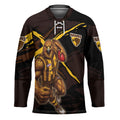 Hawthorn Football Club Hockey Jersey Hawks Muscular Mascot Graphic - Abstract Paint Splatter Art