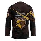 Hawthorn Football Club Hockey Jersey Hawks Muscular Mascot Graphic - Abstract Paint Splatter Art