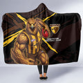 Hawthorn Football Club Hooded Blanket Hawks Muscular Mascot Graphic - Abstract Paint Splatter Art