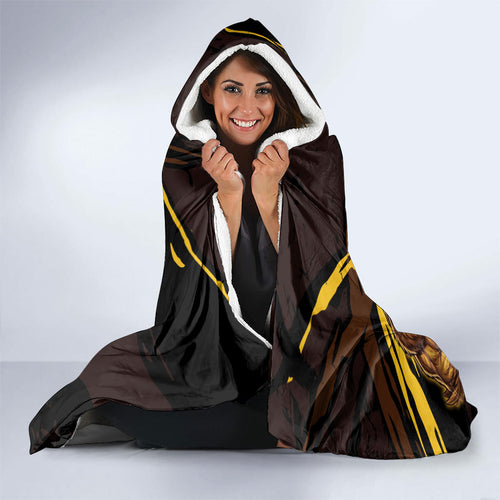 Hawthorn Football Club Hooded Blanket Hawks Muscular Mascot Graphic - Abstract Paint Splatter Art