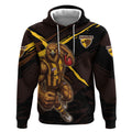Hawthorn Football Club Hoodie Hawks Muscular Mascot Graphic - Abstract Paint Splatter Art