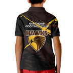 Hawthorn Football Club Kid Polo Shirt Hawks Muscular Mascot Graphic - Abstract Paint Splatter Art