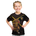Hawthorn Football Club Kid T Shirt Hawks Muscular Mascot Graphic - Abstract Paint Splatter Art