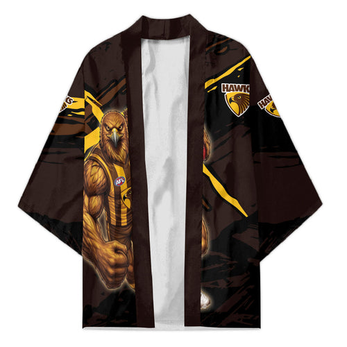 Hawthorn Football Club Kimono Hawks Muscular Mascot Graphic - Abstract Paint Splatter Art