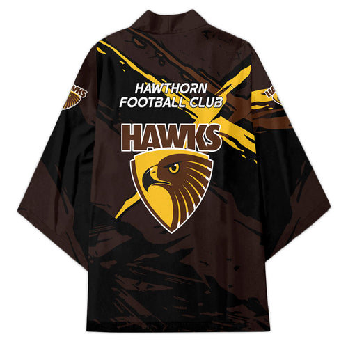 Hawthorn Football Club Kimono Hawks Muscular Mascot Graphic - Abstract Paint Splatter Art