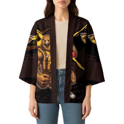Hawthorn Football Club Kimono Hawks Muscular Mascot Graphic - Abstract Paint Splatter Art