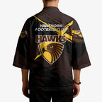 Hawthorn Football Club Kimono Hawks Muscular Mascot Graphic - Abstract Paint Splatter Art