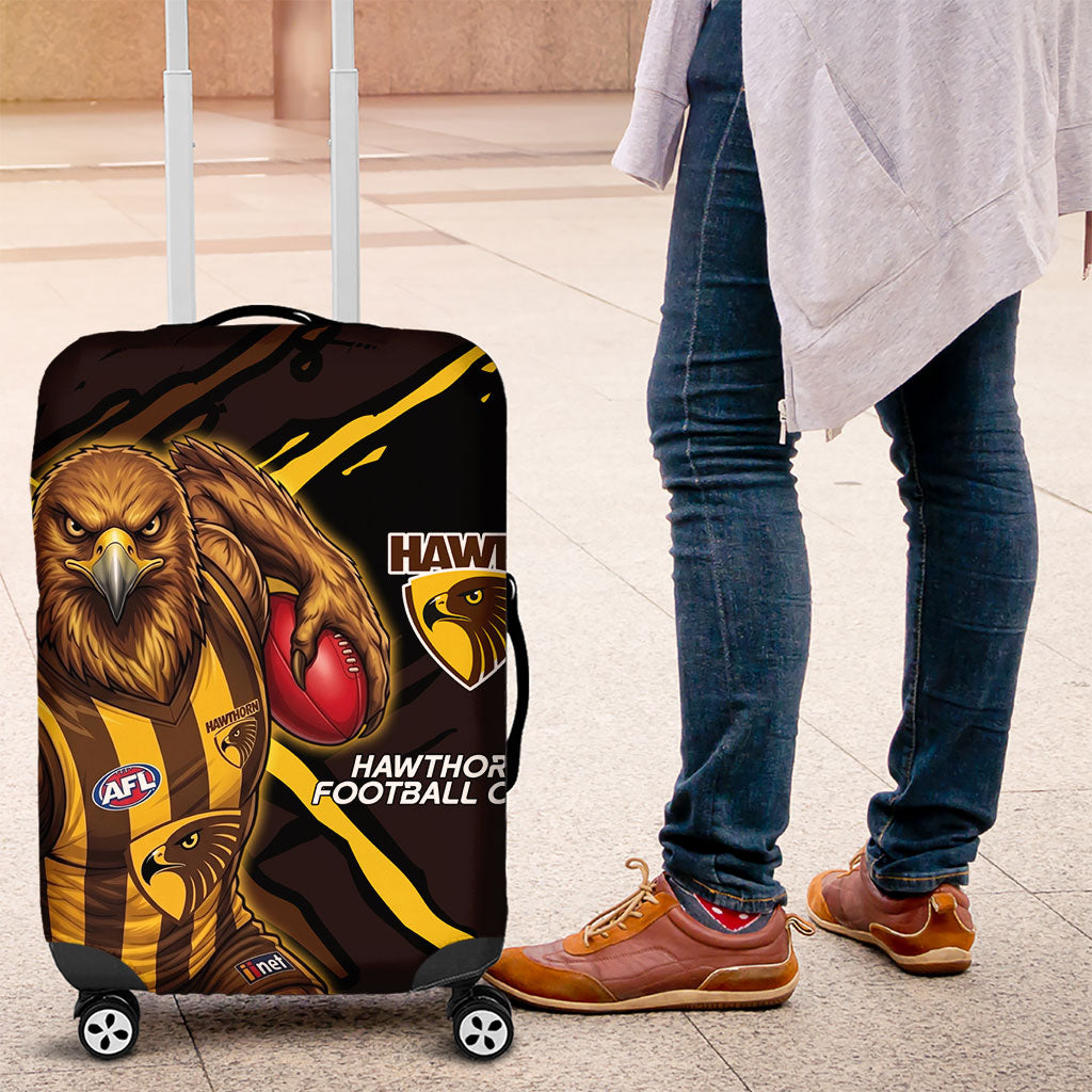 Hawthorn Football Club Luggage Cover Hawks Muscular Mascot Graphic - Abstract Paint Splatter Art