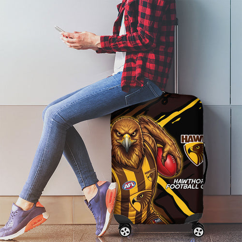 Hawthorn Football Club Luggage Cover Hawks Muscular Mascot Graphic - Abstract Paint Splatter Art