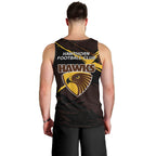 Hawthorn Football Club Men Tank Top Hawks Muscular Mascot Graphic - Abstract Paint Splatter Art