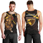 Hawthorn Football Club Men Tank Top Hawks Muscular Mascot Graphic - Abstract Paint Splatter Art