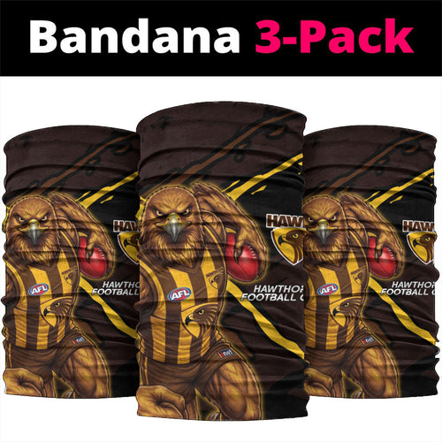 Hawthorn Football Club Neck Gaiter Hawks Muscular Mascot Graphic - Abstract Paint Splatter Art