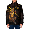 Hawthorn Football Club Padded Jacket Hawks Muscular Mascot Graphic - Abstract Paint Splatter Art