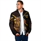 Hawthorn Football Club Padded Jacket Hawks Muscular Mascot Graphic - Abstract Paint Splatter Art
