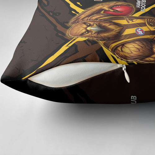 Hawthorn Football Club Pillow Cover Hawks Muscular Mascot Graphic - Abstract Paint Splatter Art