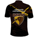 Hawthorn Football Club Polo Shirt Hawks Muscular Mascot Graphic - Abstract Paint Splatter Art