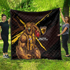 Hawthorn Football Club Quilt Hawks Muscular Mascot Graphic - Abstract Paint Splatter Art