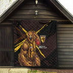 Hawthorn Football Club Quilt Hawks Muscular Mascot Graphic - Abstract Paint Splatter Art