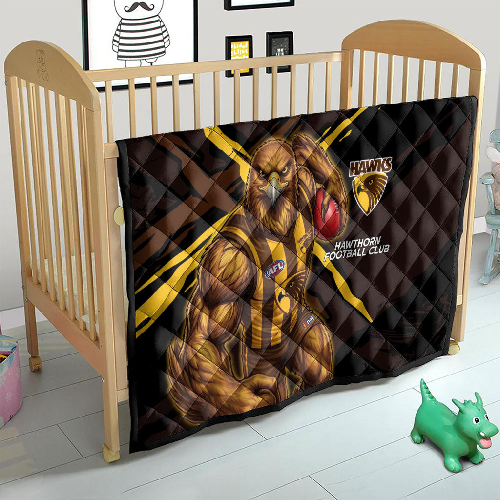 Hawthorn Football Club Quilt Hawks Muscular Mascot Graphic - Abstract Paint Splatter Art