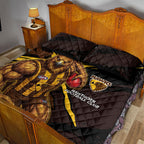 Hawthorn Football Club Quilt Bed Set Hawks Muscular Mascot Graphic - Abstract Paint Splatter Art