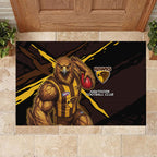 Hawthorn Football Club Rubber Doormat Hawks Muscular Mascot Graphic - Abstract Paint Splatter Art
