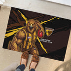 Hawthorn Football Club Rubber Doormat Hawks Muscular Mascot Graphic - Abstract Paint Splatter Art