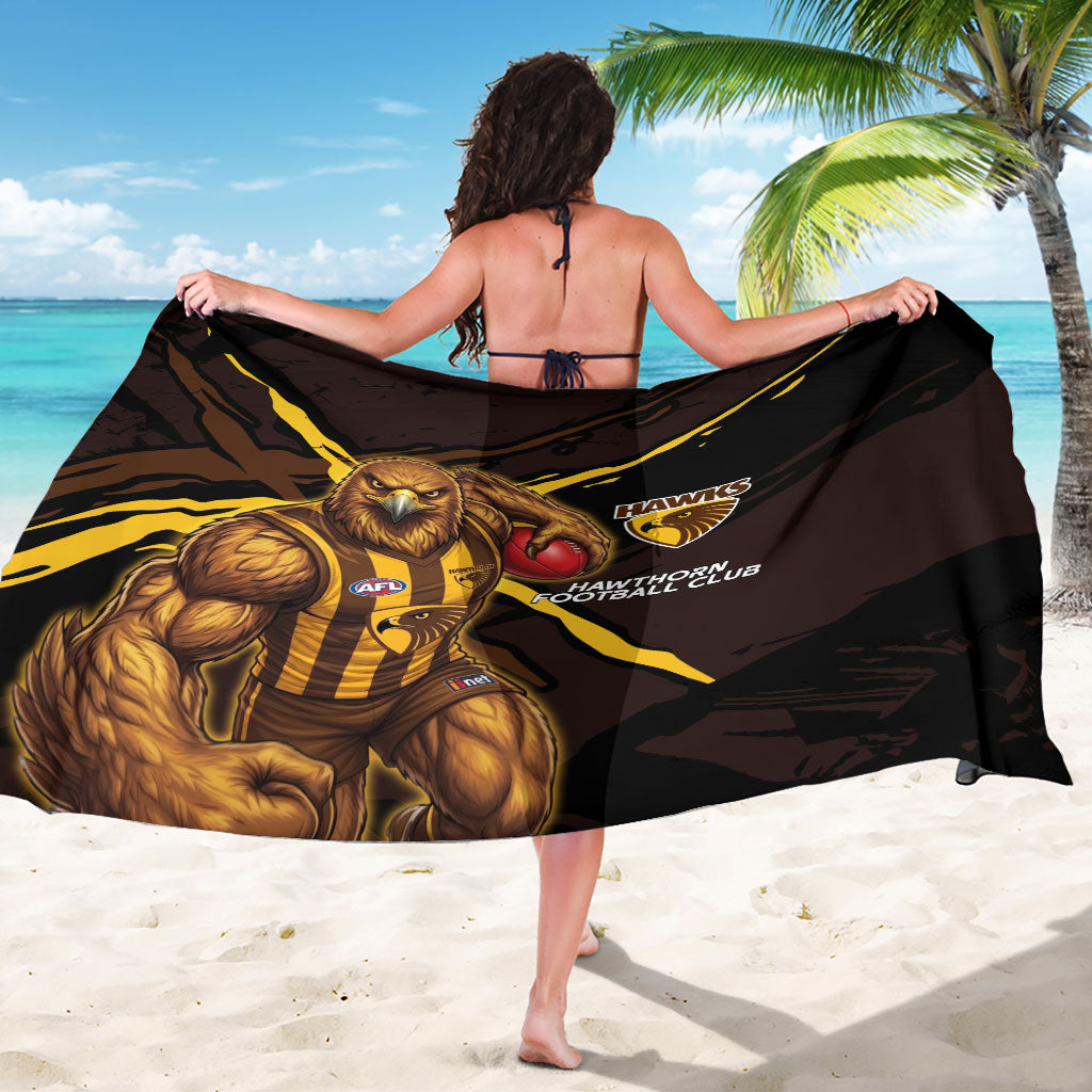 Hawthorn Football Club Sarong Hawks Muscular Mascot Graphic - Abstract Paint Splatter Art