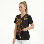 Hawthorn Football Club Scrub Top Hawks Muscular Mascot Graphic - Abstract Paint Splatter Art