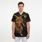 Hawthorn Football Club Scrub Top Hawks Muscular Mascot Graphic - Abstract Paint Splatter Art