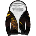 Hawthorn Football Club Sherpa Hoodie Hawks Muscular Mascot Graphic - Abstract Paint Splatter Art